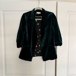 Green Velvet Cropped Blazer